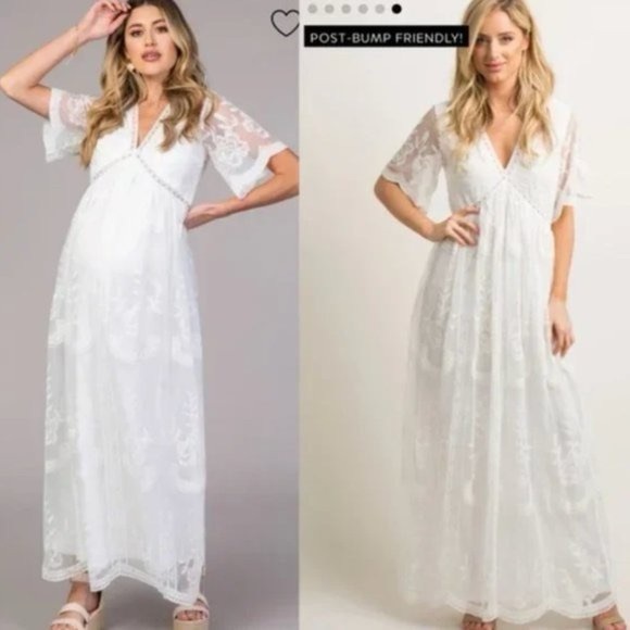 Pinkblush White Lace Maternity Maxi Dress - Picture 4 of 9